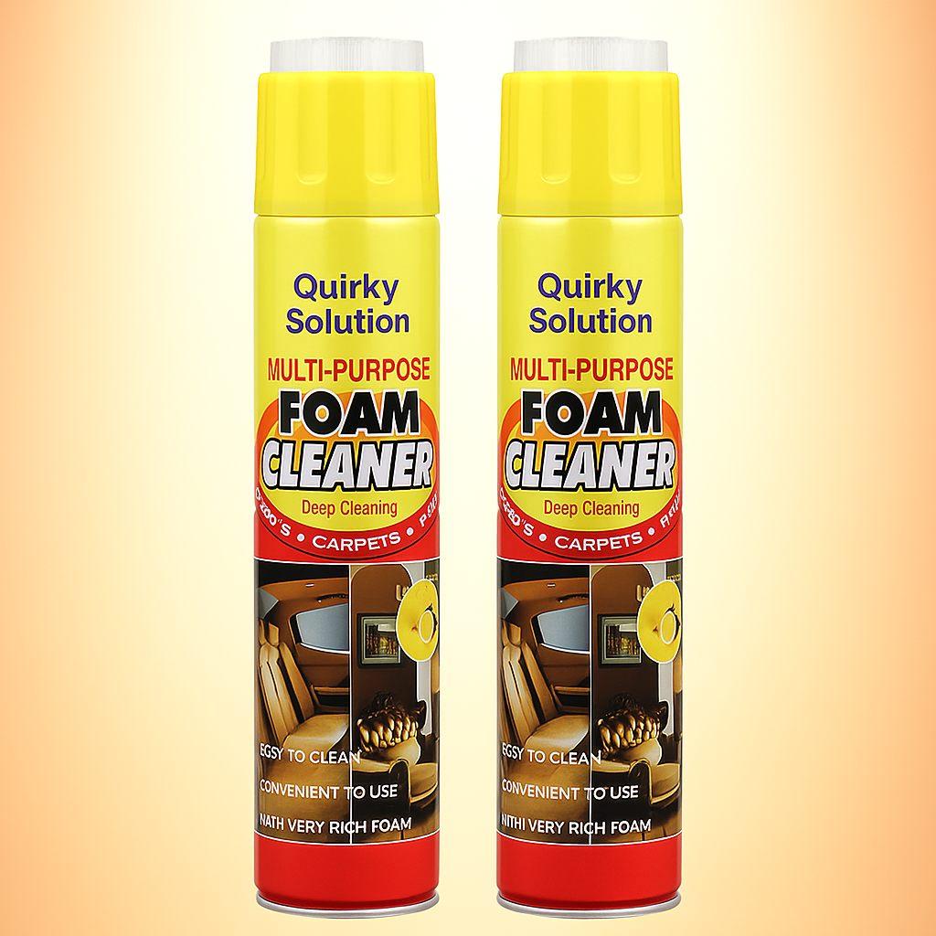 Quirky Multipurpose Foam Cleaner Spray for Upholstery, Carpets, Car Interiors, Kitchen Surfaces and Household Cleaning